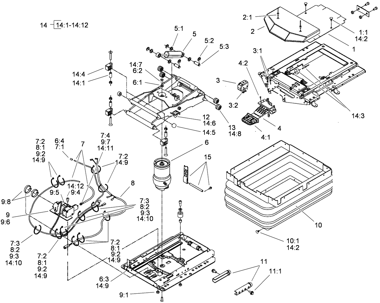 Air Ride Seat Suspension Assembly No. 108-1488