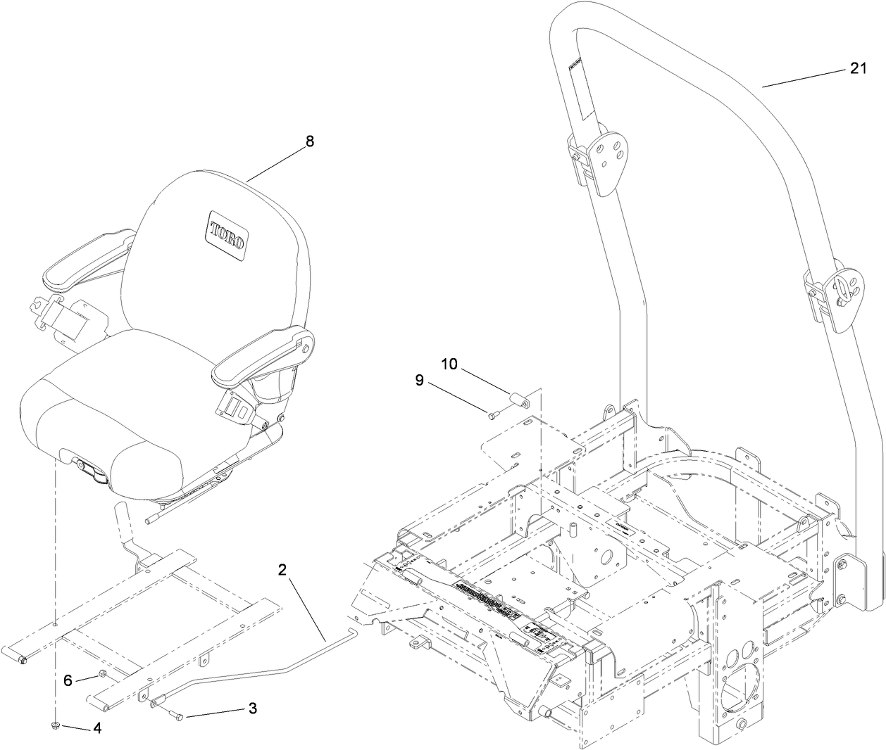 Seat and Roll-Over Protection System Assembly