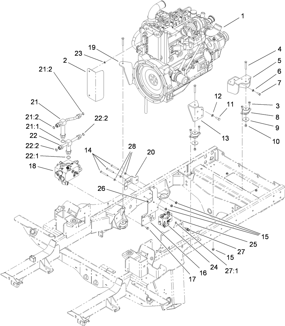Engine and Mount Assembly