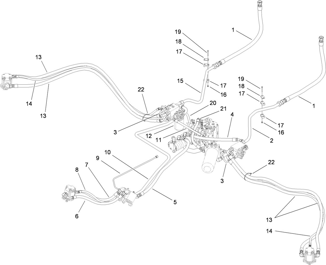 PTO Hydraulic Plumbing Assembly