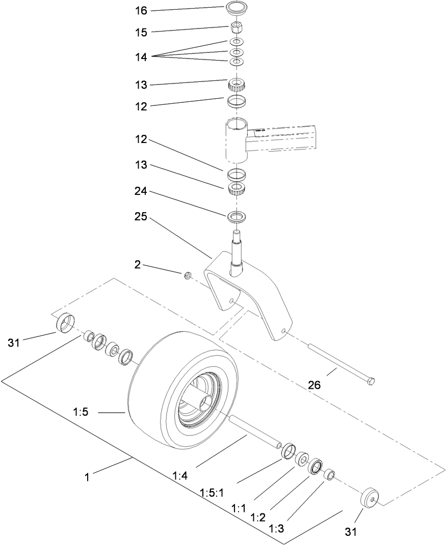Fork and Caster Wheel Assembly