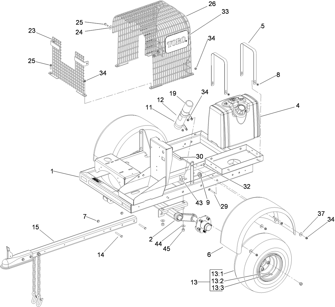 Trailer, Fuel Tank and Wheel Assembly