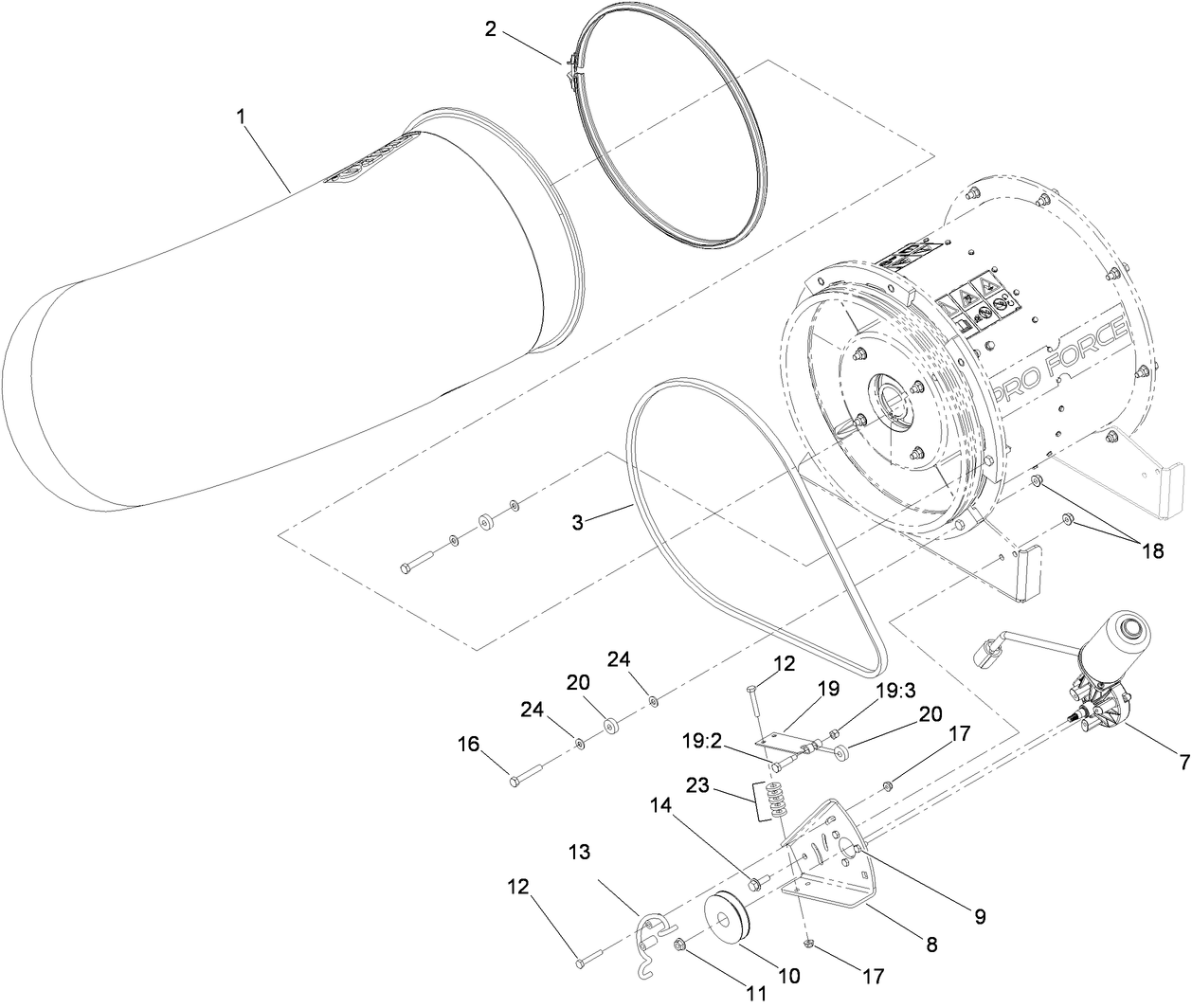 Nozzle, Motor, Belt and Guard Assembly