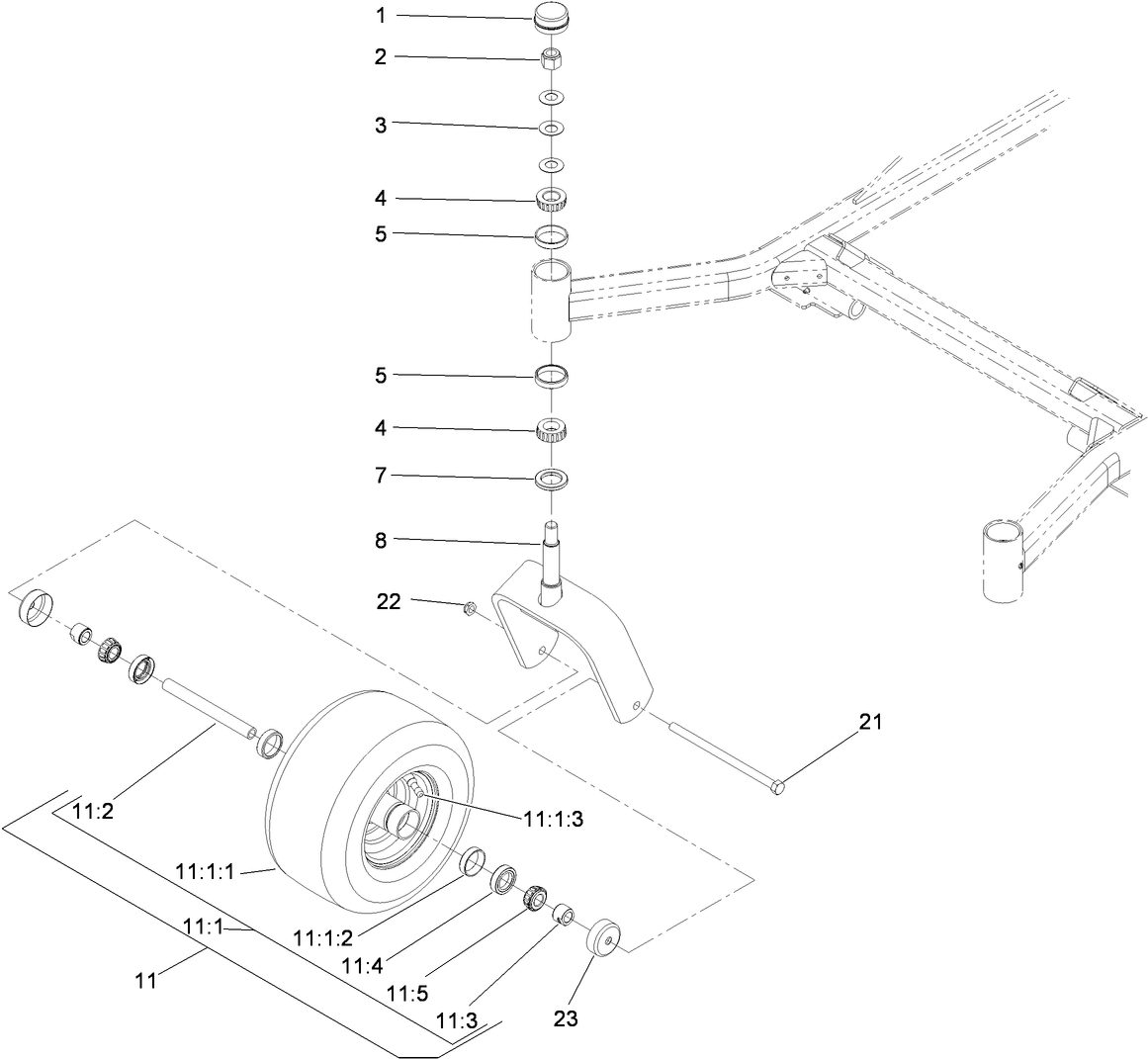Fork and Caster Wheel Assembly