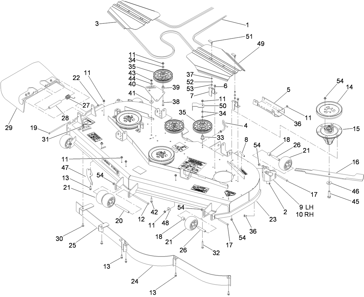 Parts – Z500 Z Master, With 72in TURBO FORCE Side Discharge Mower