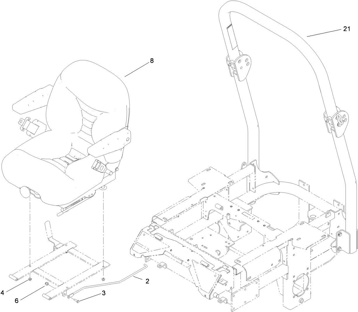Seat and Roll-Over Protection System Assembly