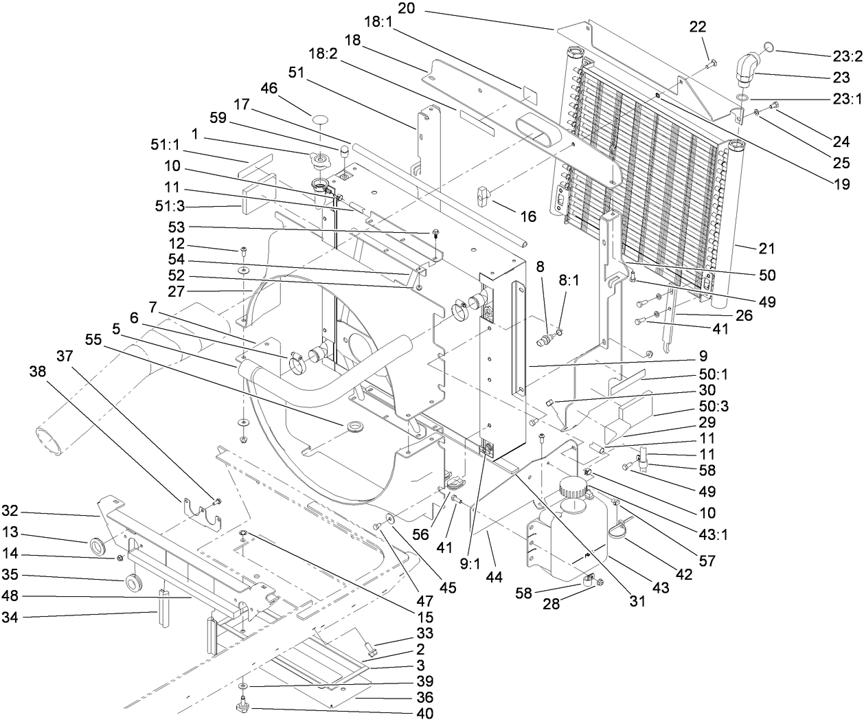 Radiator, Oil Cooler and Support Assembly