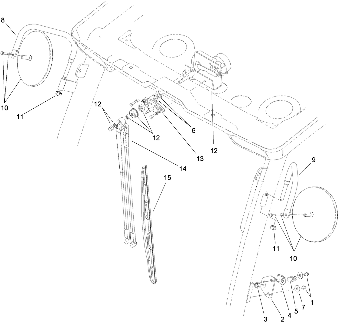 Door Striker, Wiper and Mirror Assembly