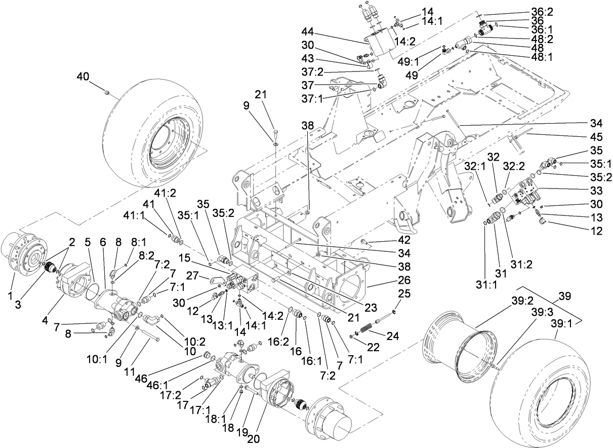 Planetary, Brake and Tire Assembly