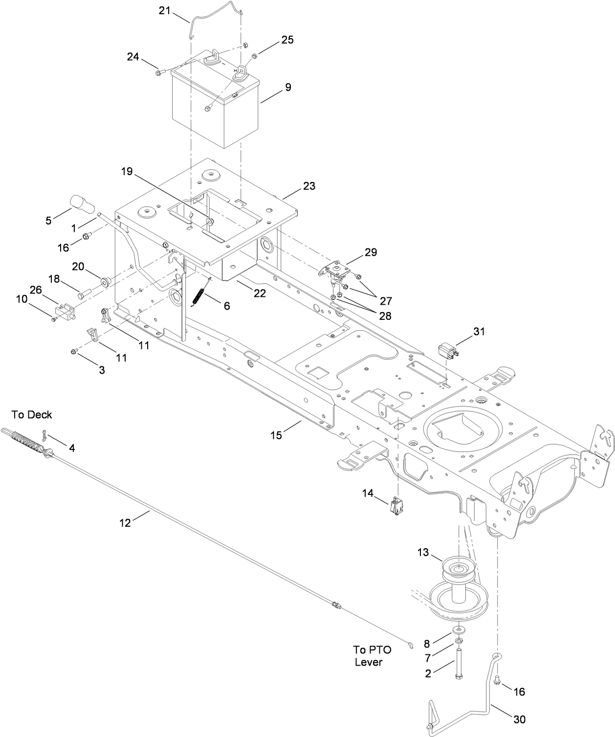 Frame, Battery and PTO Assembly