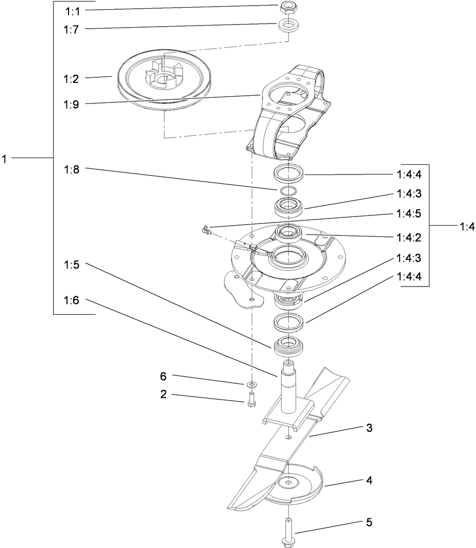 Right and Left Hand Deck Spindle Installation Assembly