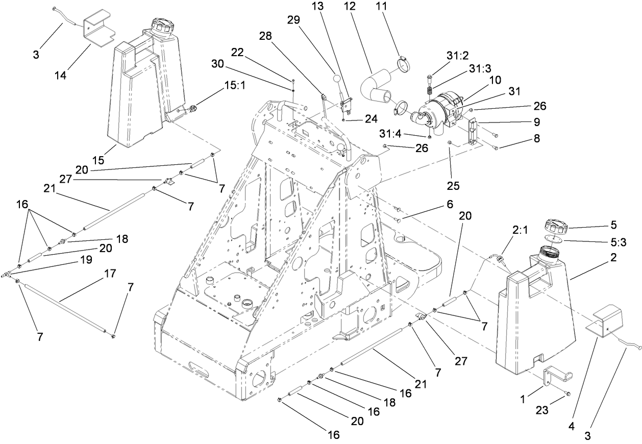 Fuel Tank and Air Filter Assembly