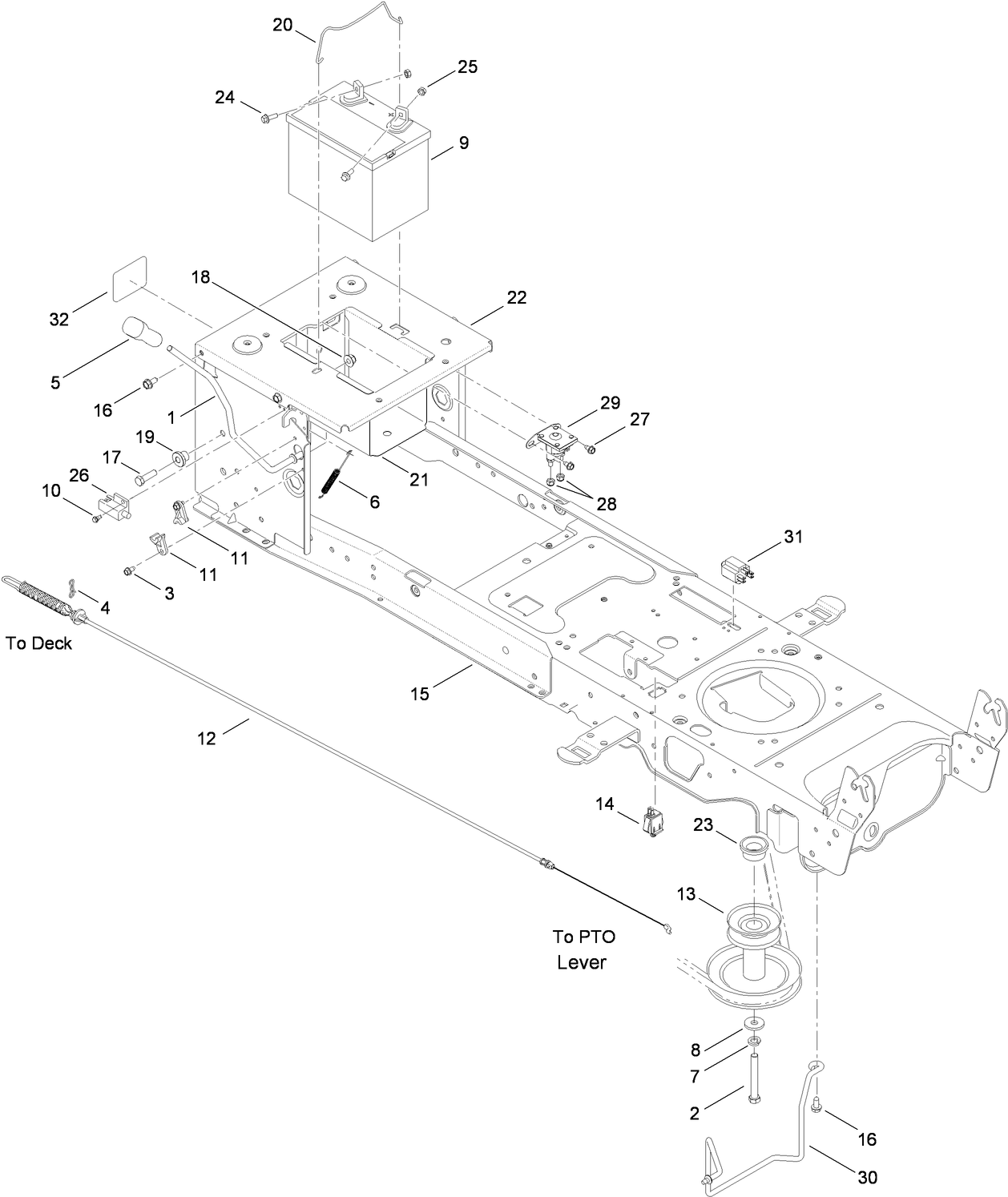 Frame, Battery and PTO Assembly