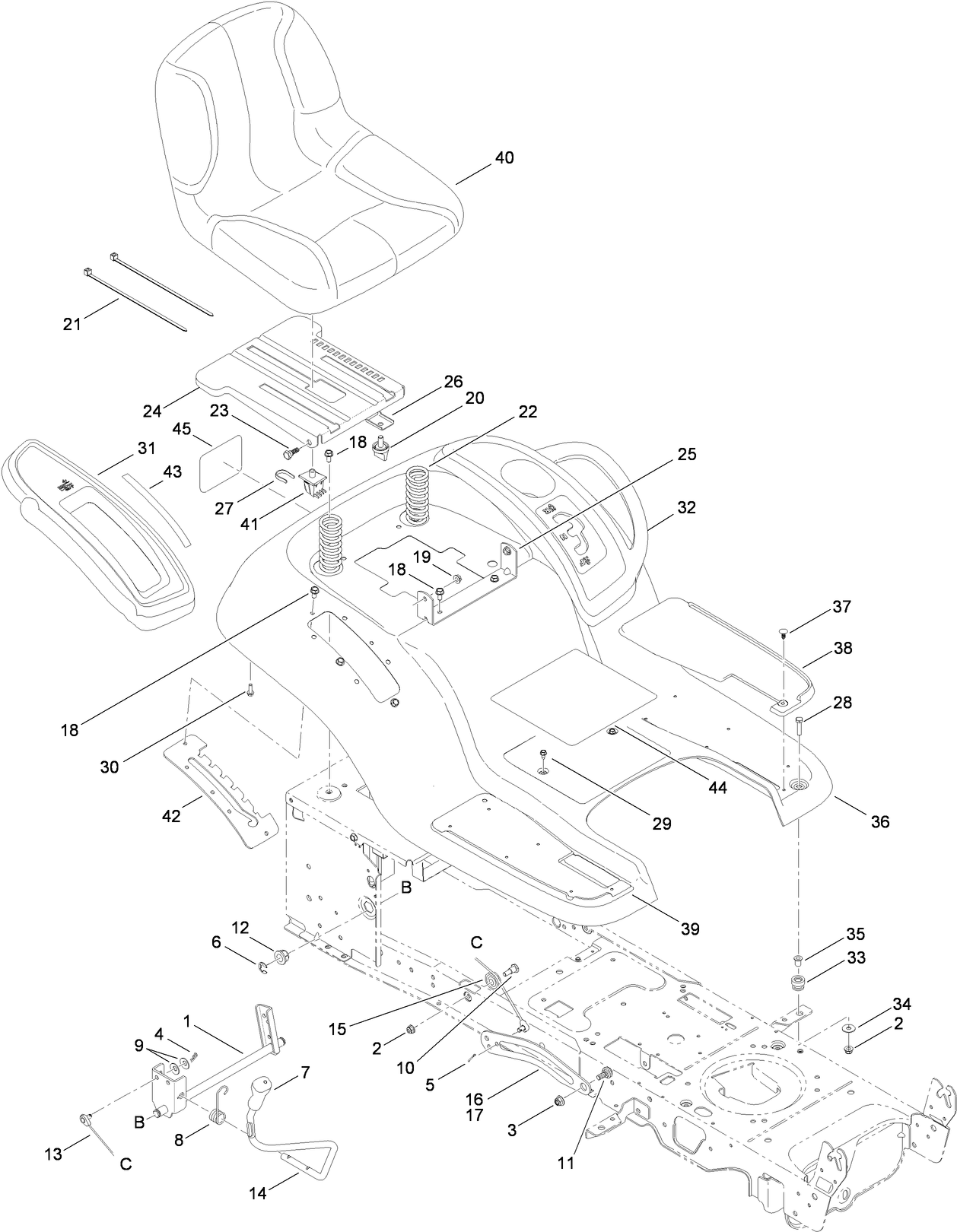 Seat, Fender and Deck Lift Assembly