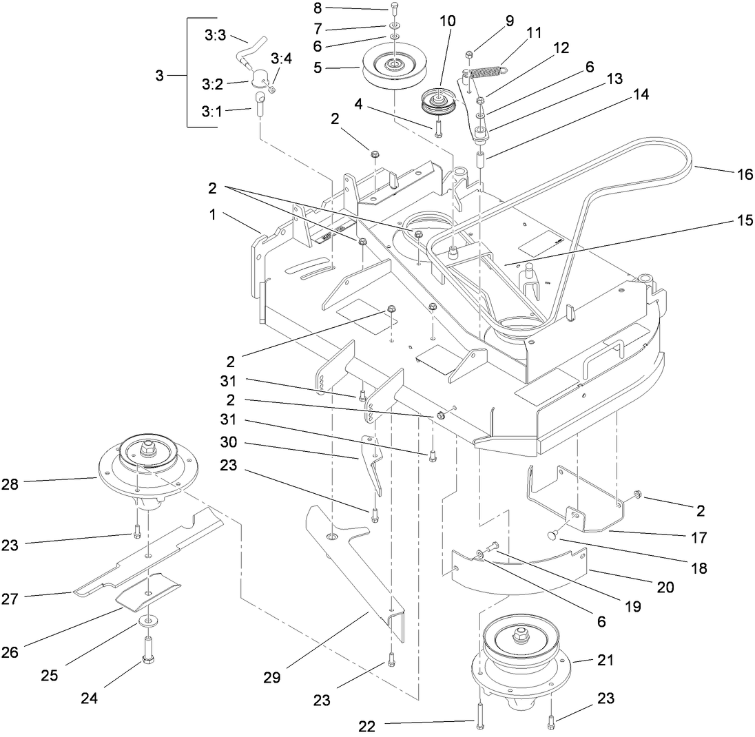Deck Drive and Baffle Assembly