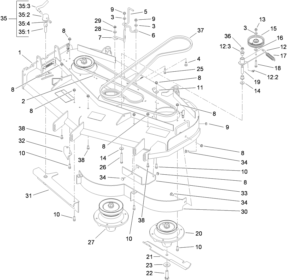 Deck Drive and Baffle Assembly