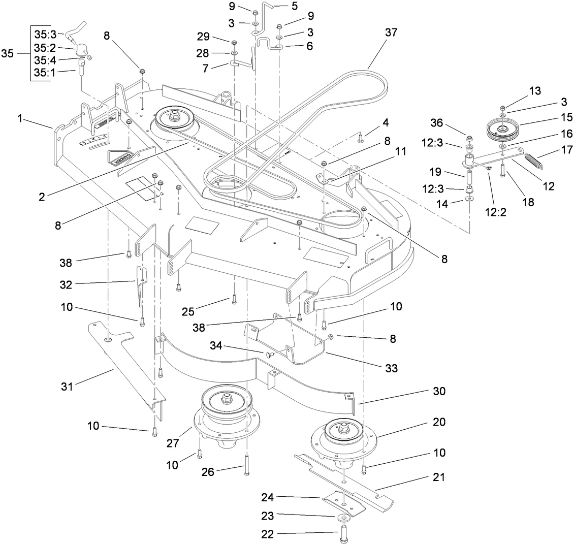 Deck Drive and Baffle Assembly