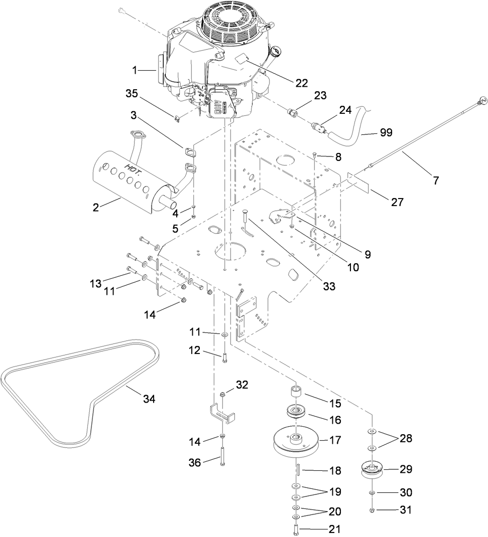 Engine and Exhaust Assembly