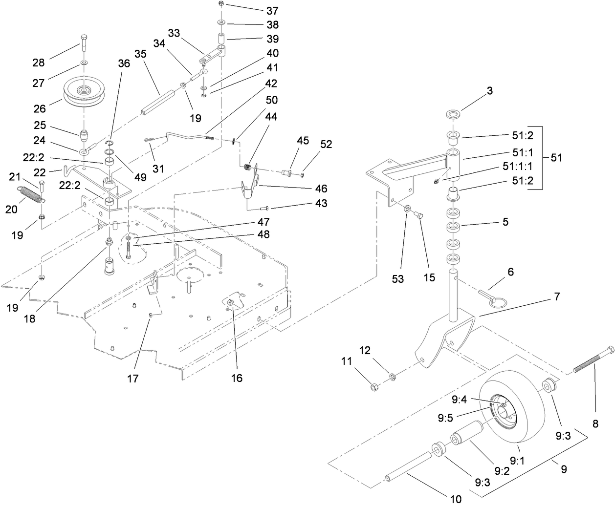 Idler Arm and Caster Wheel Assembly