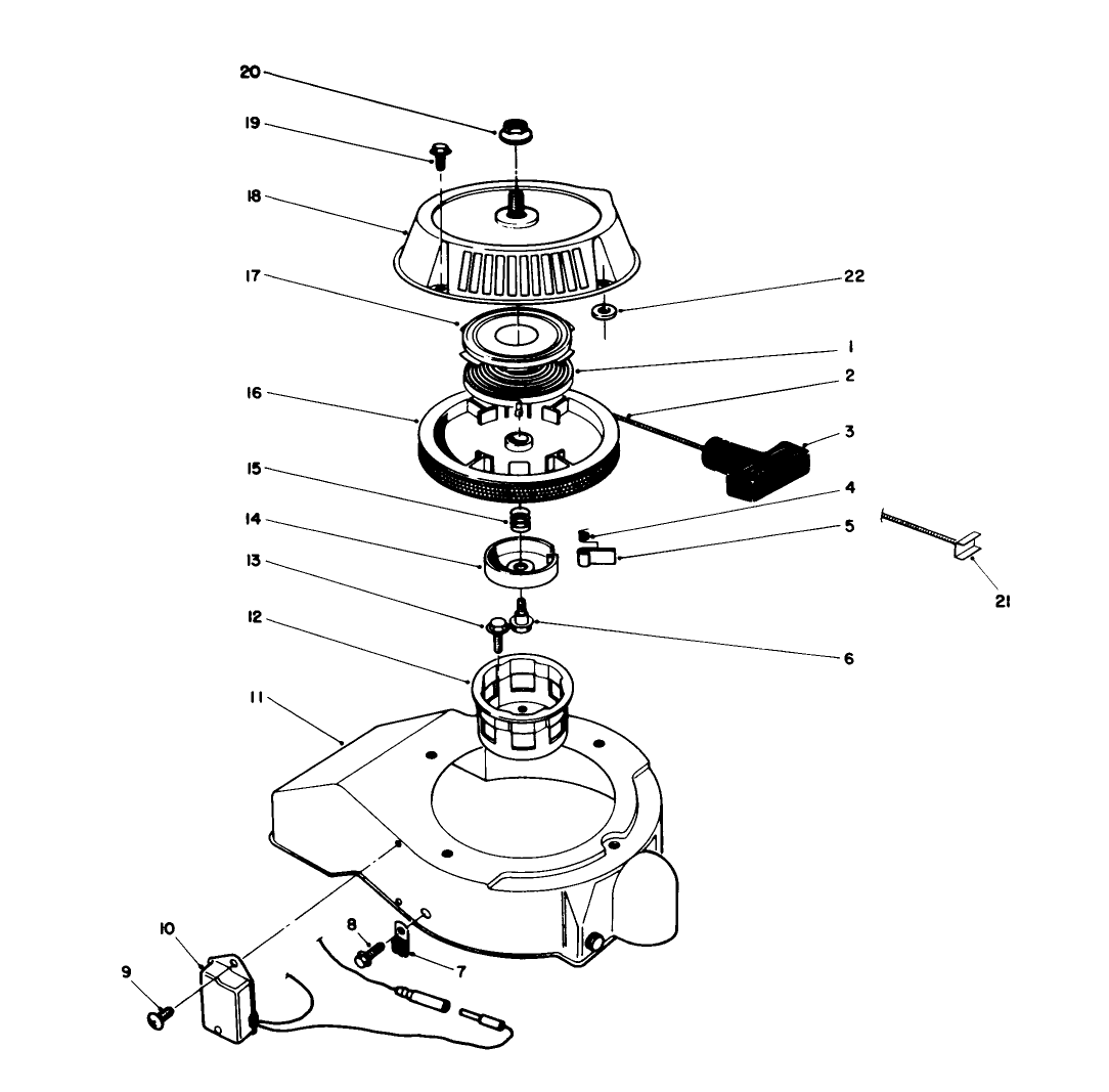 Recoil Starter Assembly (engine Model No. 47pm1-5)