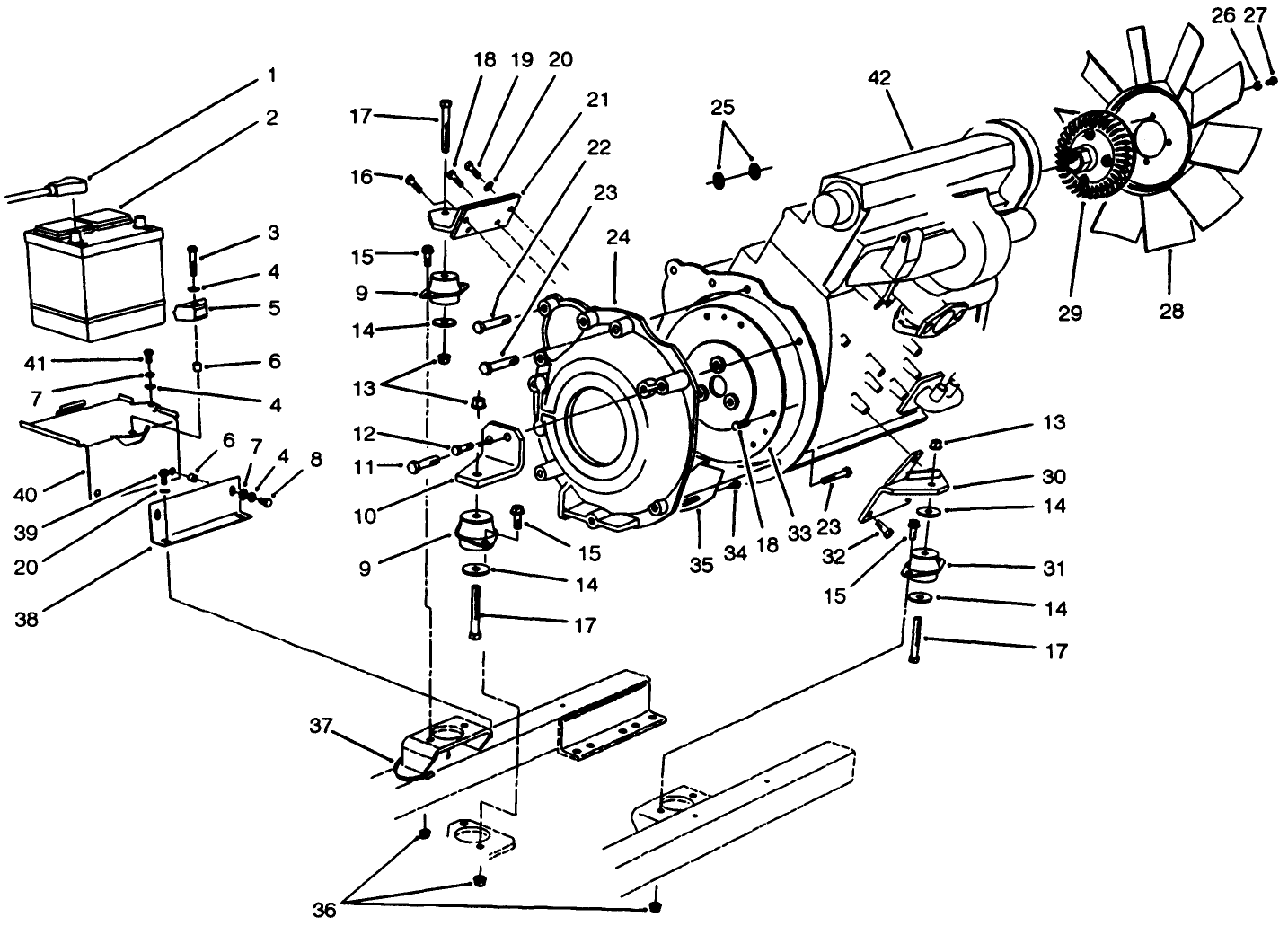 Engine & Battery Installation Assembly