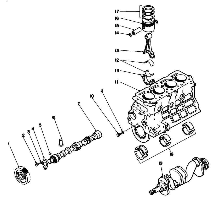 Short Block Assembly No. 82-2910 (for Engines Serial No. 159665 & Up)