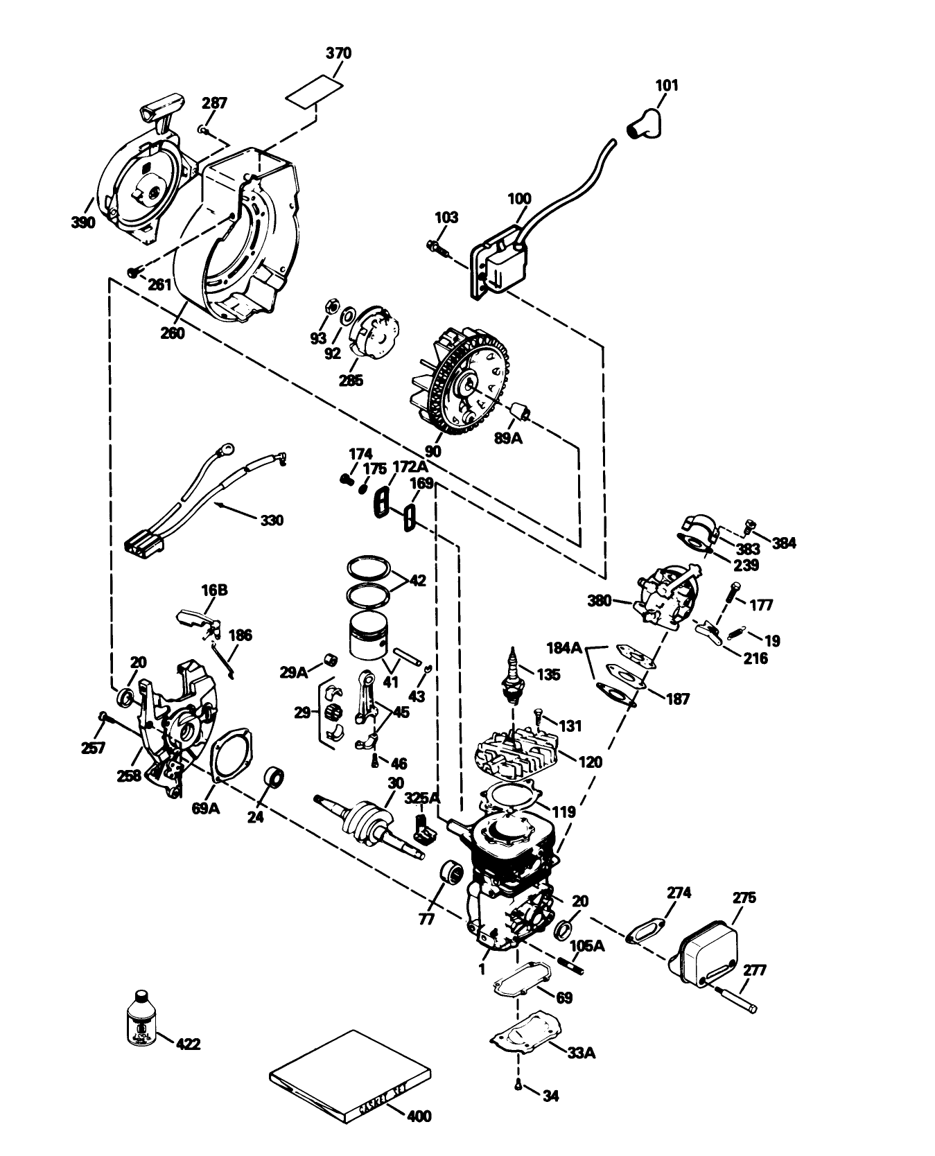 Engine Tecumseh Model No. Hsk600 Type 1668r (model 38170 Only)