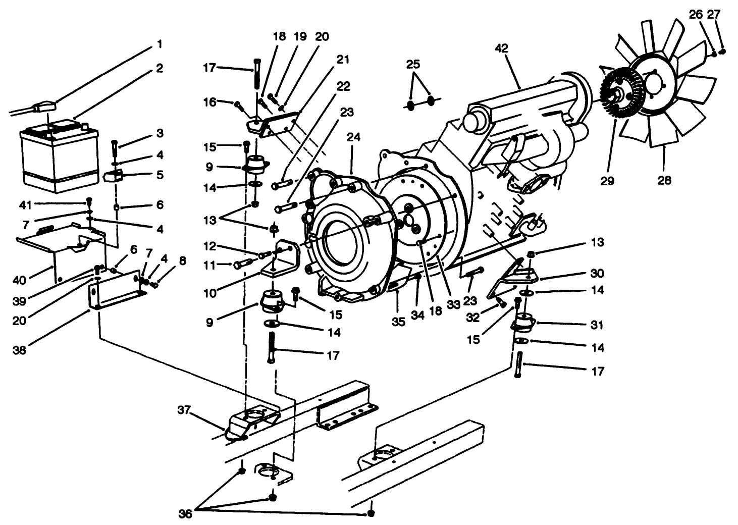 Engine & Battery Installation Assembly