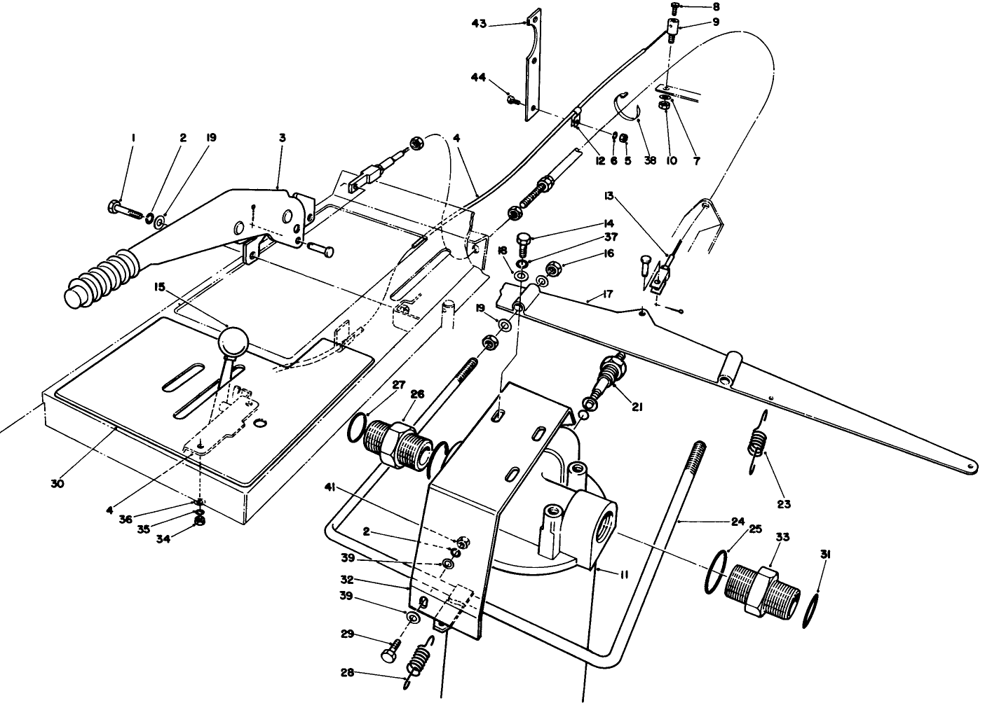 Parking Brake, Throttle & Oil Filter Assembly