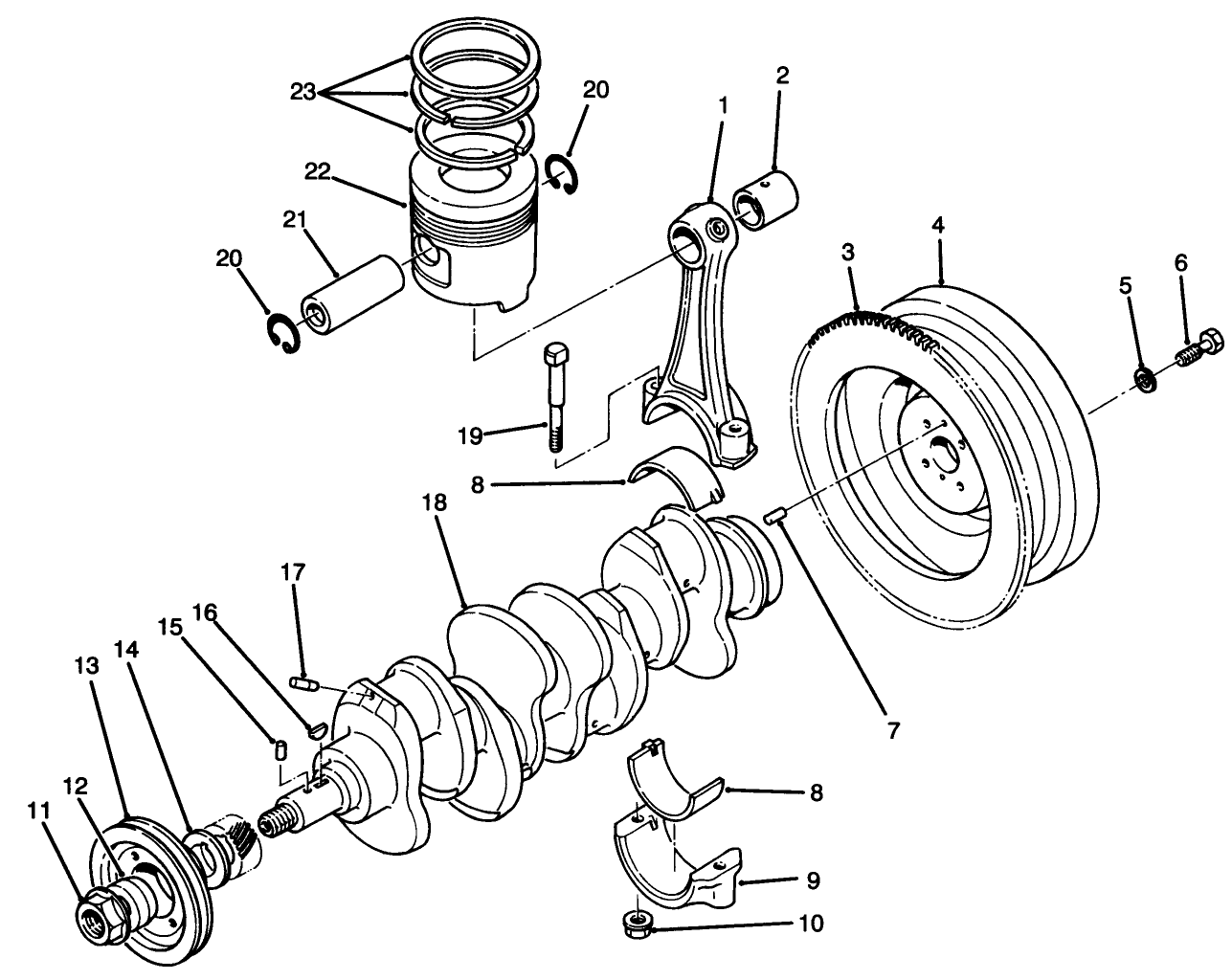 Piston, Connecting Rod, Crankshaft & Flywheel