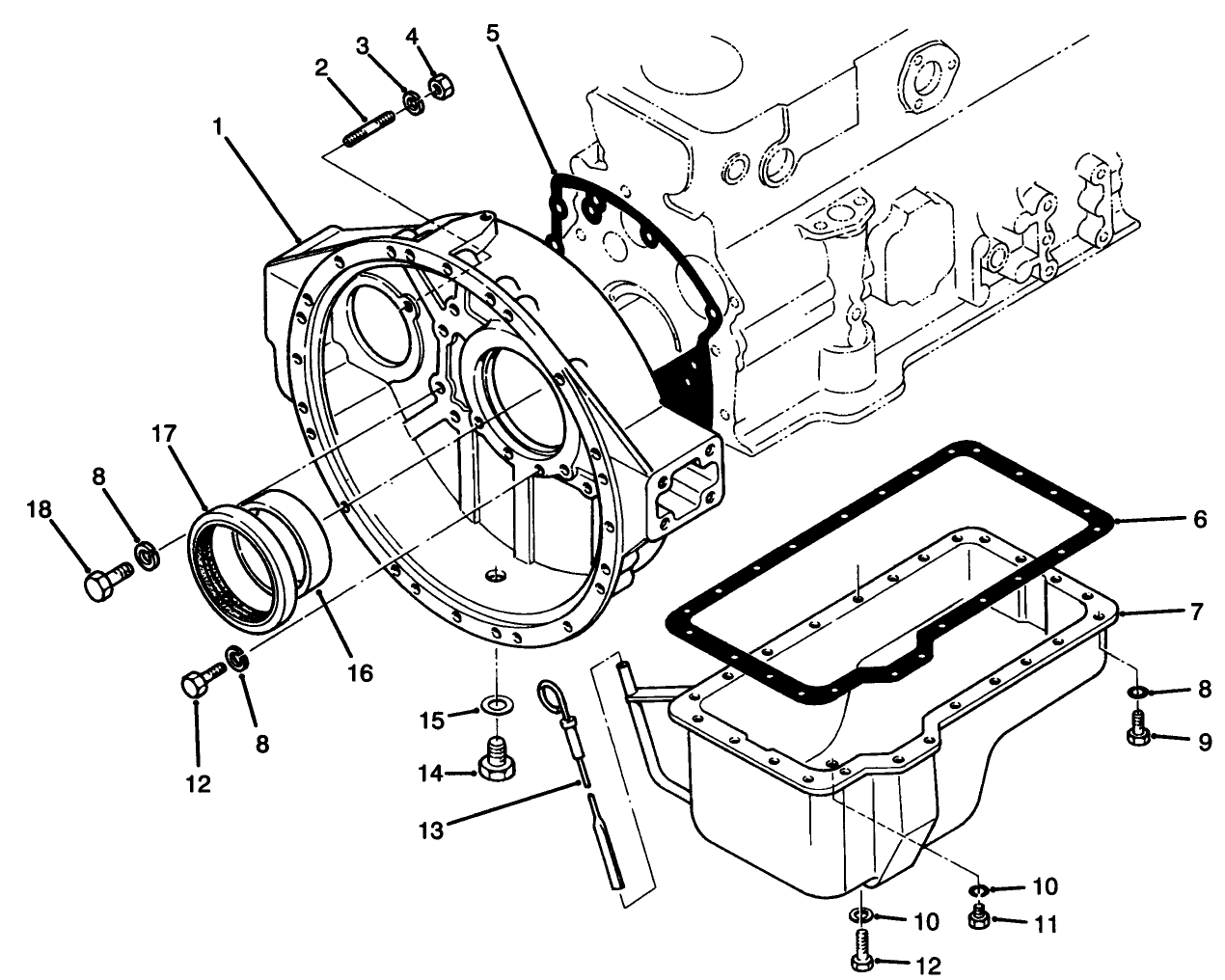 Flywheel Housing & Oil Pan Assembly