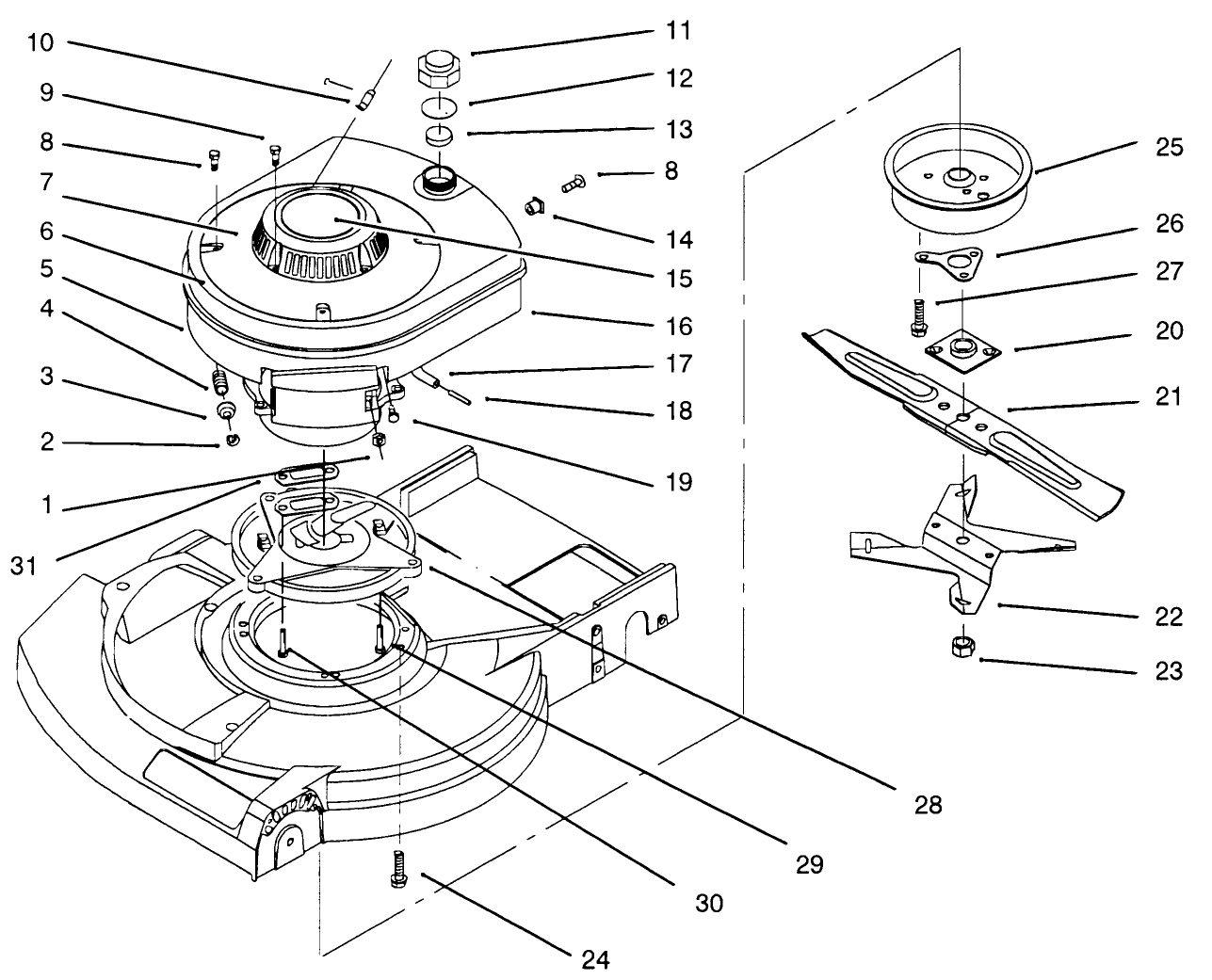 Engine, Fuel Tank & Blade Assembly