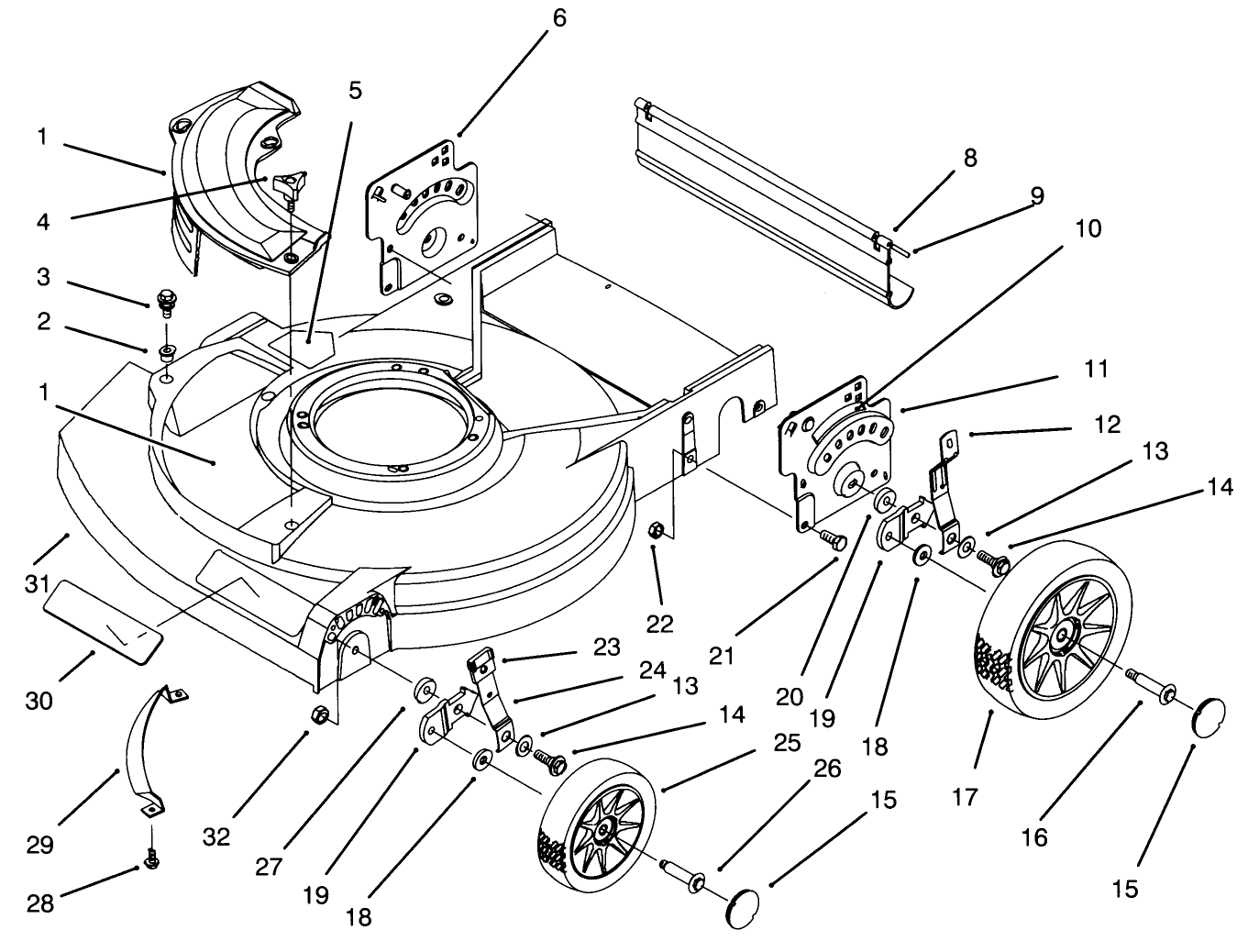 Deck And Wheel Assembly (hand Push)