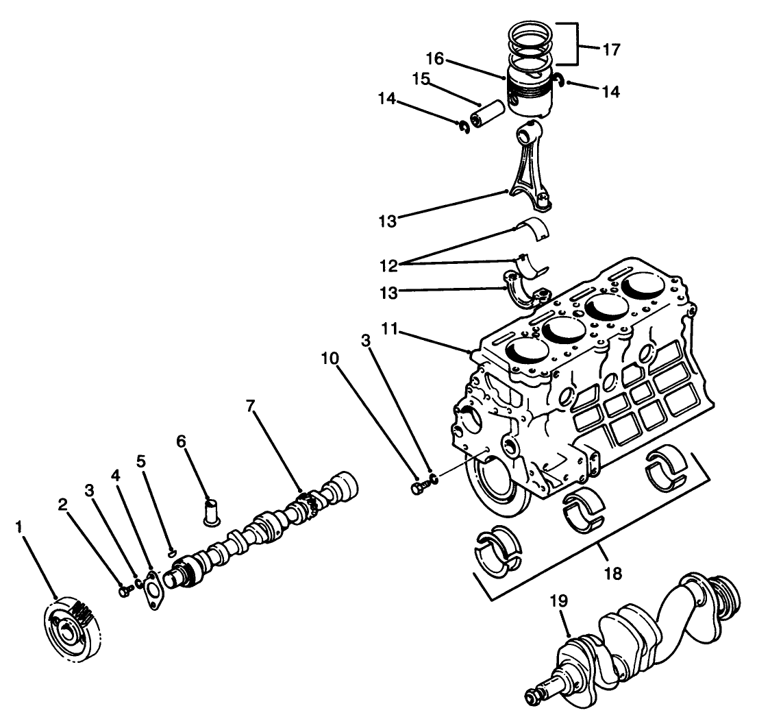 Short Block Assembly No. 82-2910 (for Engines Serial No. 159665 & Up)