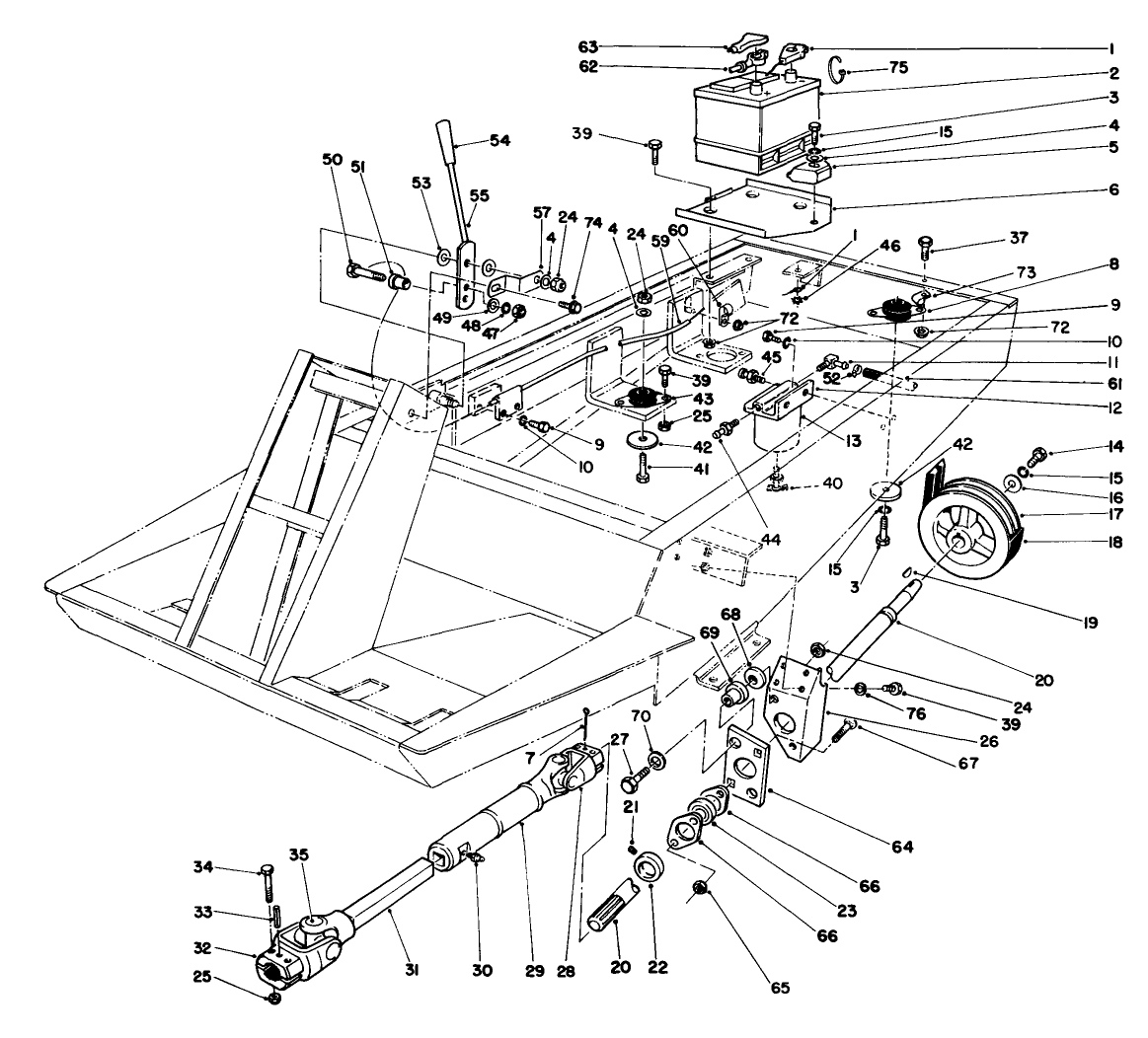 Power Take Off, Battery, And Engine Mount Assembly