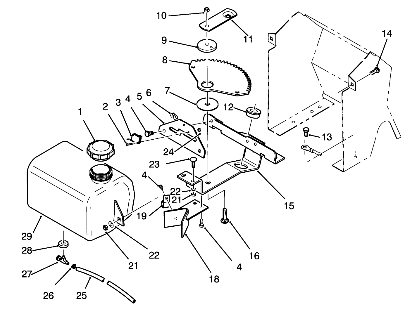Fuel Tank And Steering Bracket Assembly