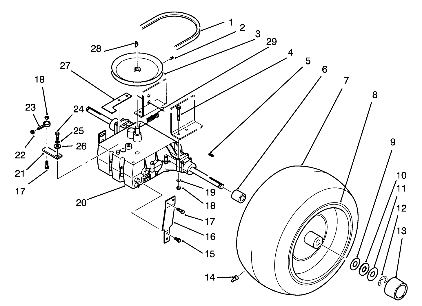 Rear Wheel And Transmission Assembly