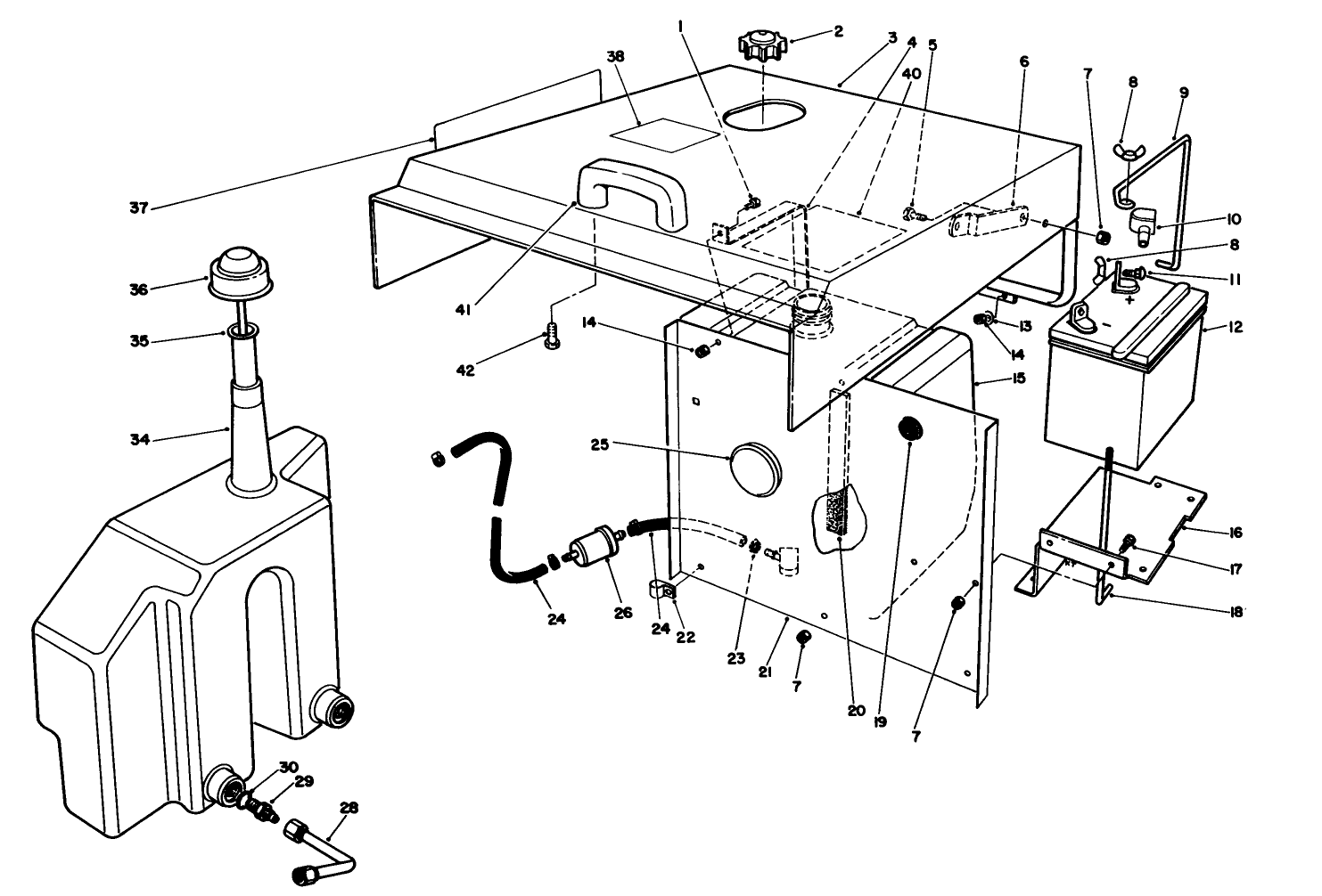Hood, Fuel Tank & Hydraulic Reservoir Assembly