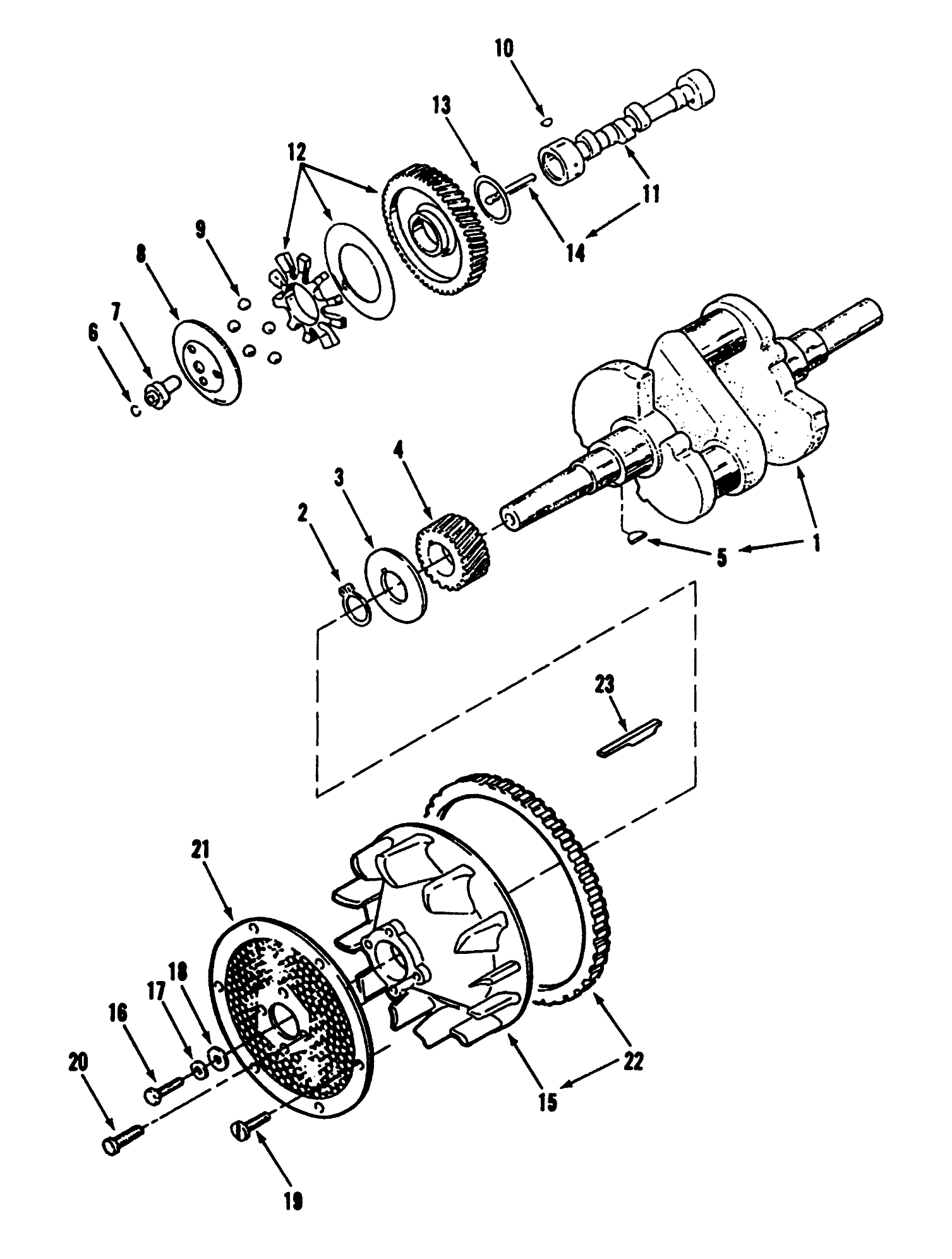 Crankshaft, Camshaft, Flywheel