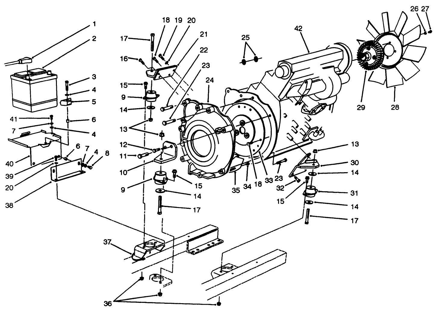 Engine & Battery Installation Assembly