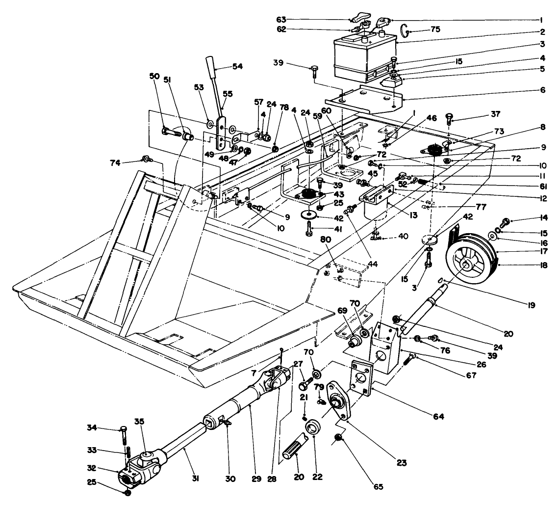 Power Take Off, Battery, And Engine Mount Assembly
