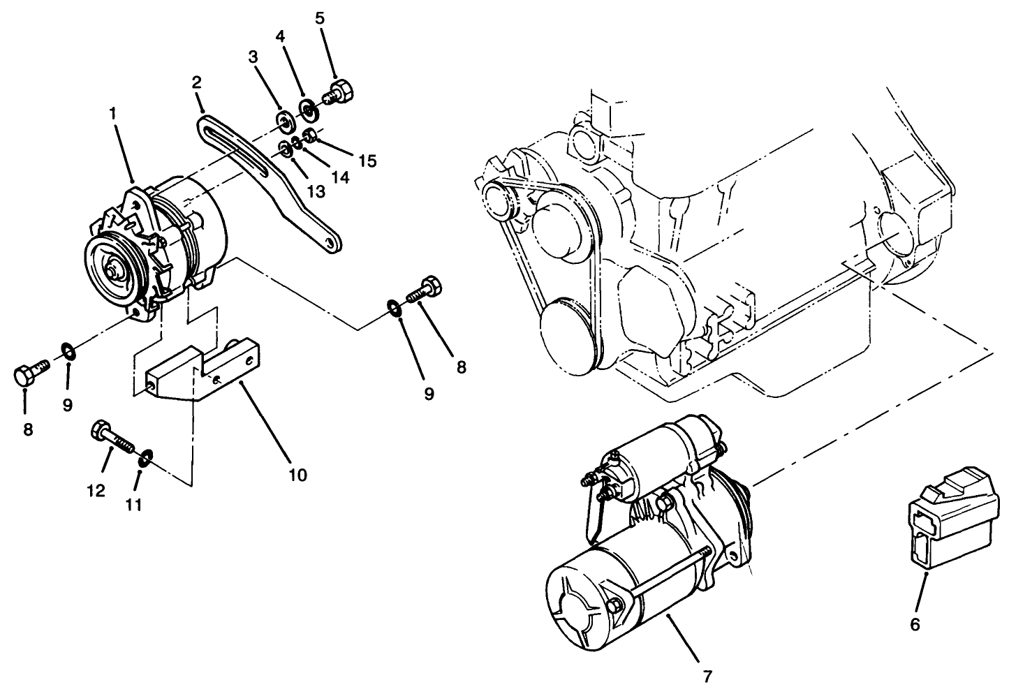 Starter & Alternator Installation Assembly