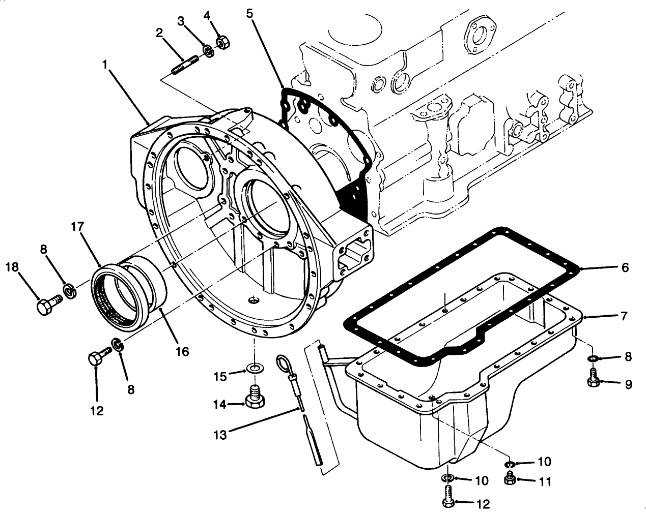 Flywheel Housing & Oil Pan Assembly