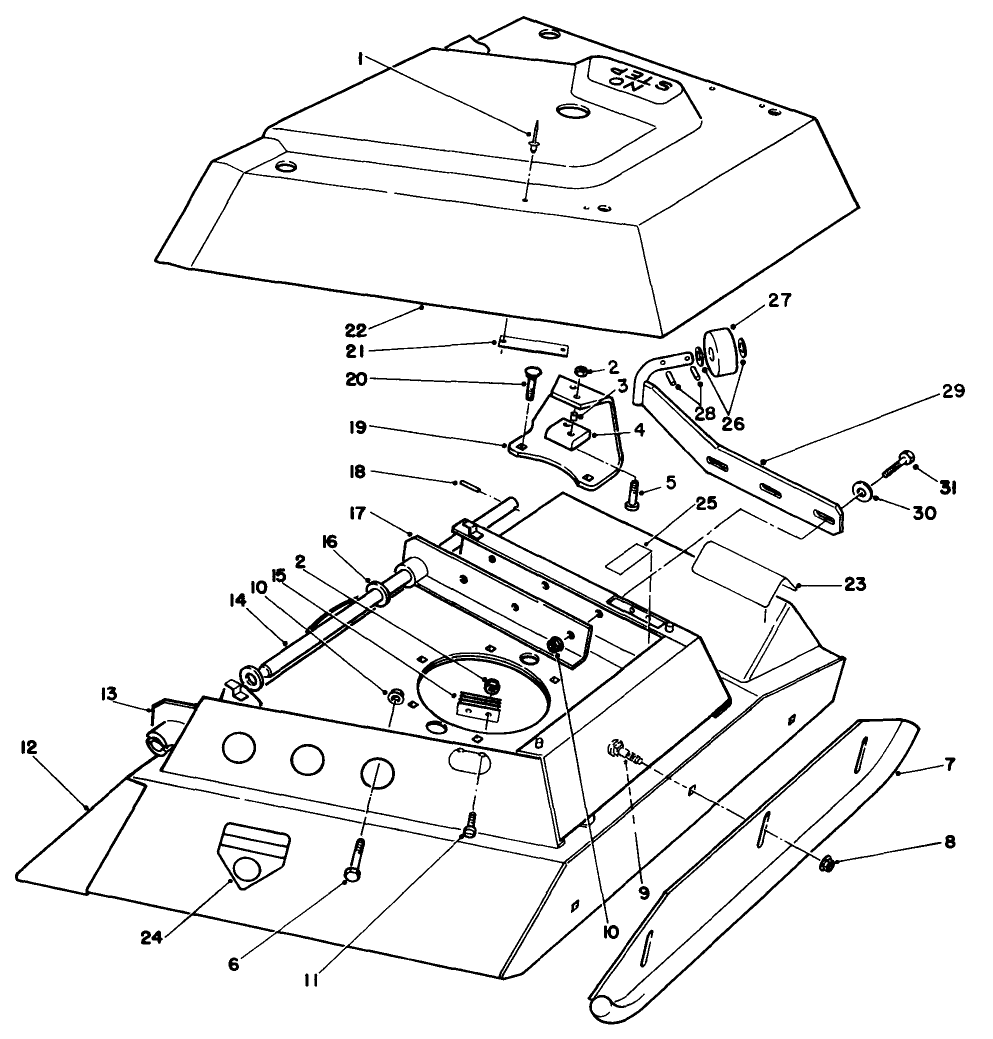 Center Deck Model No. 30592 Left Wing Assembly