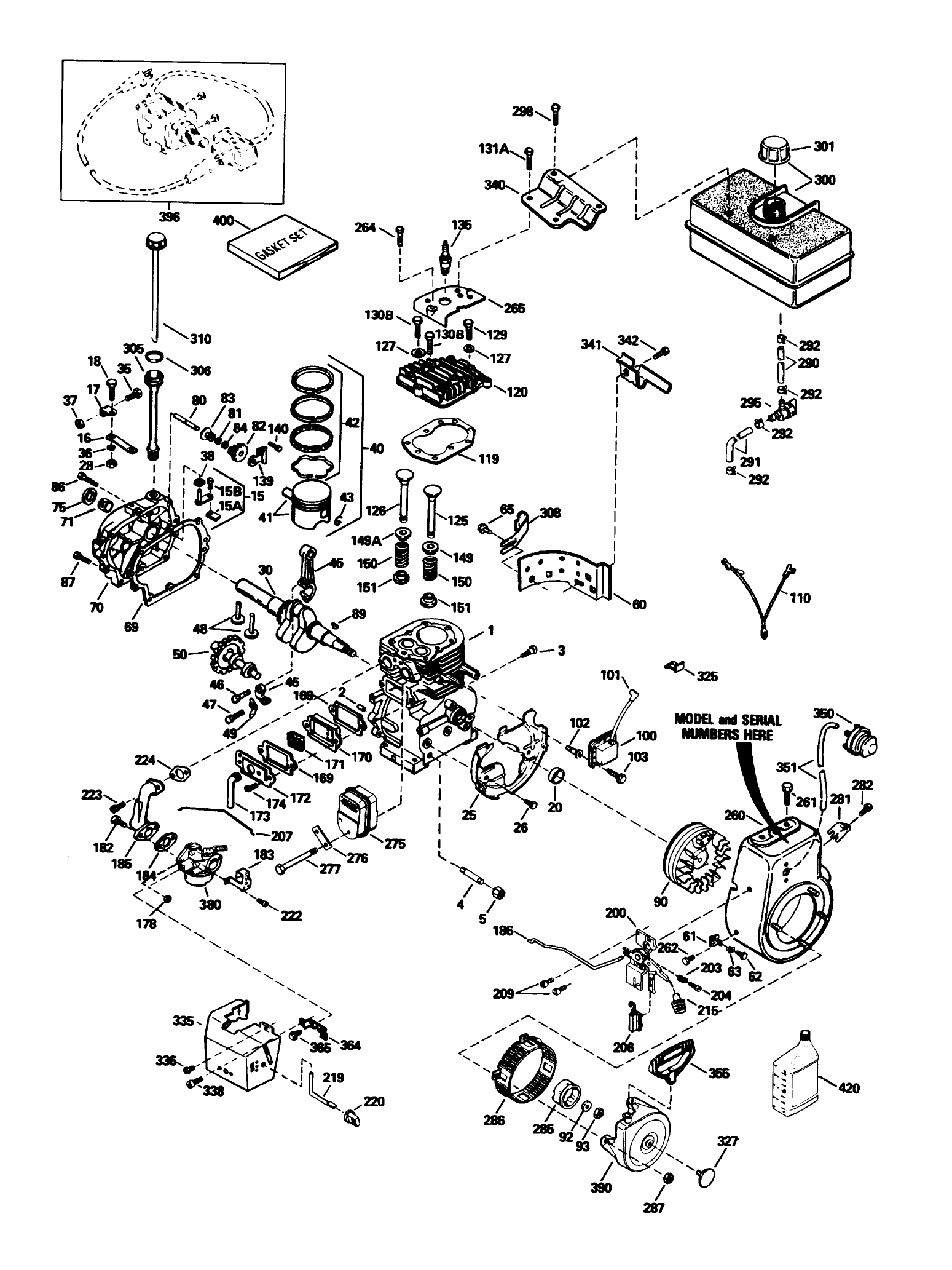 Engine Tecumseh Model No. Hm80-155337s