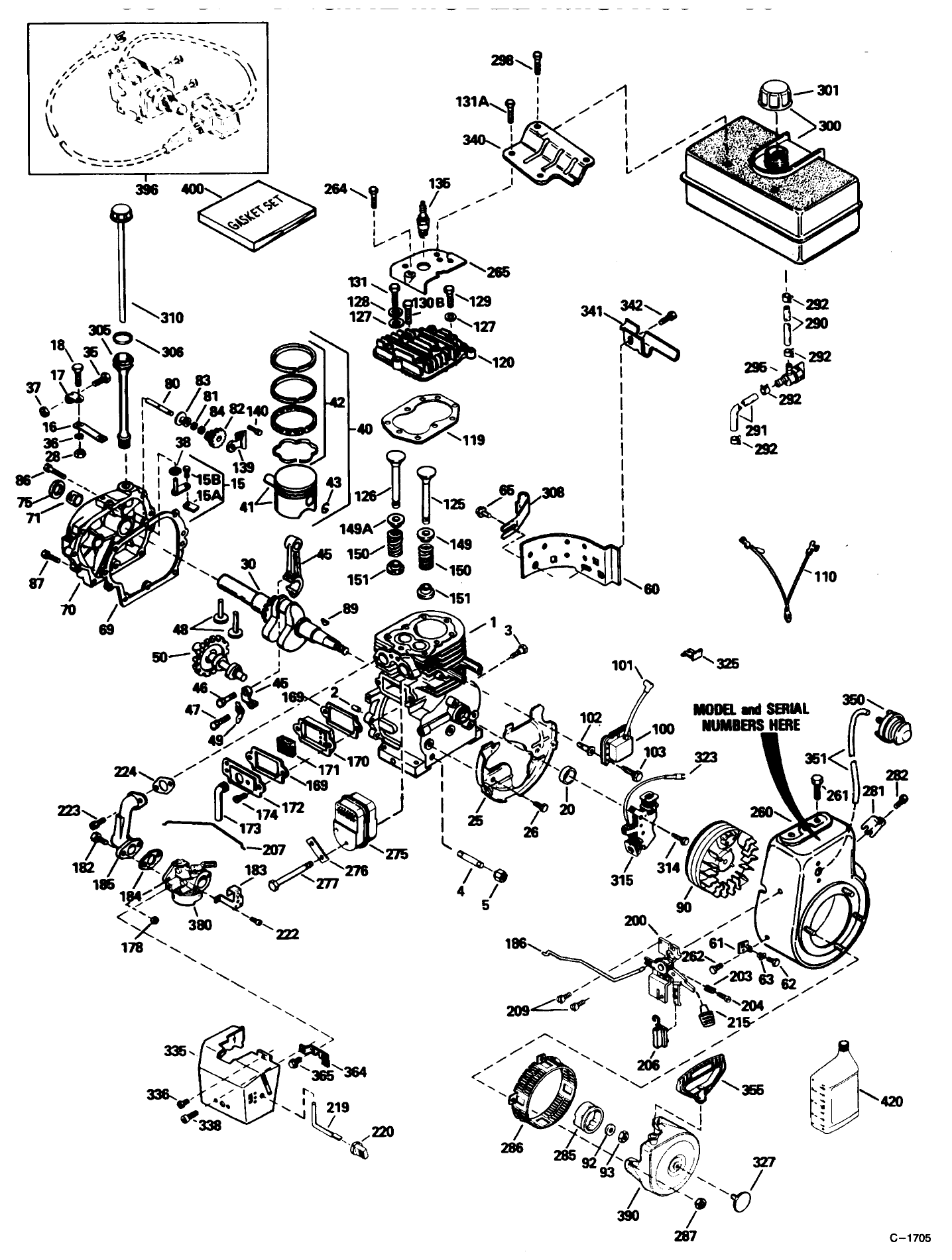 Tecumseh Engine Model Hmsk100-159227t
