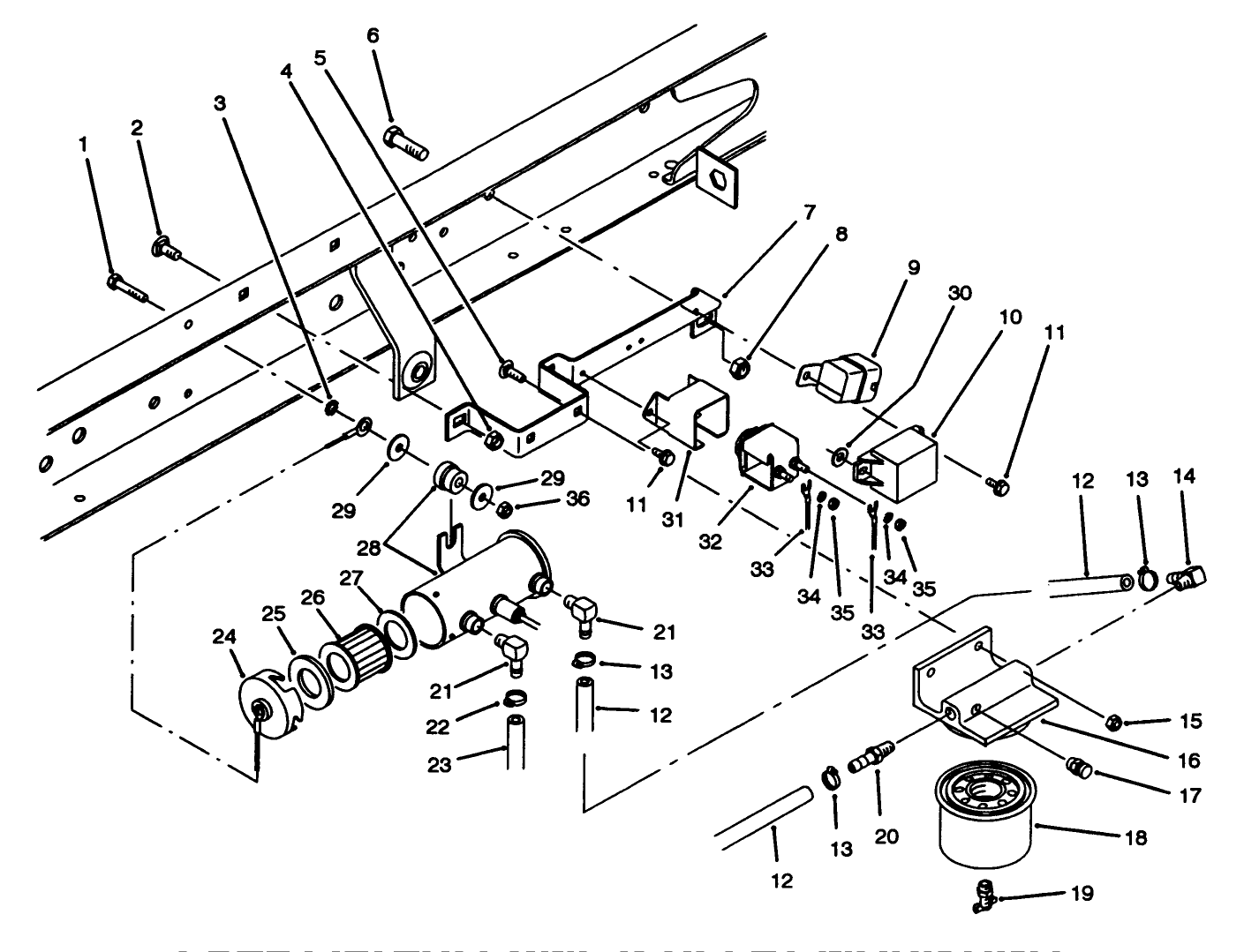 Fuel Filter, Pump & Relay Mounting