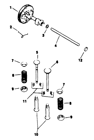 Camshaft & Valves-Engine Kohler Model No. M16qs Spec No. 711563