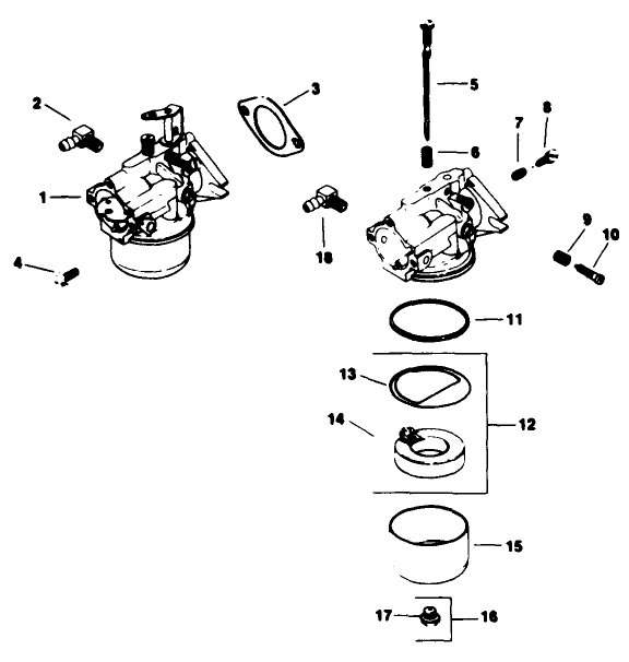 Carburetor-Engine Kohler Model No. M16qs Spec No. 711563