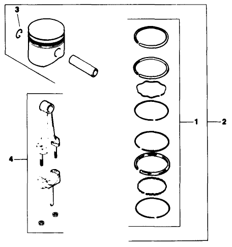 Piston & Rod-Engine Kohler Model No. M16qs Spec No. 711563